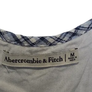 Abercrombie & Fitch Linen Blend Ruffle Cropped Ruched Tie Front Tank Top Medium thumbnail 6