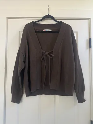 Women’s Free People FP Beach Solar Cardigan Tie Sweater Chocolate Brown Size S thumbnail 4