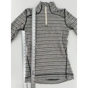 Smartwool Merino Wool 1/4 Zip Base Layer Top XS Gray Stripe Mock Neck Outdoor thumbnail 12