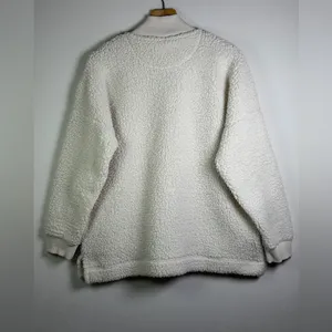Aerie Women’s Dream Fleece Sherpa Half Zip Pullover Cream Cozy Minimalist Sz M thumbnail 4