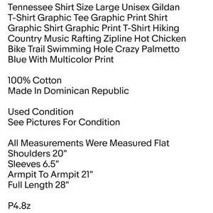 Gildan Tennessee Shirt Size Large Unisex T-Shirt Graphic Tee Graphic Print Shirt thumbnail 2