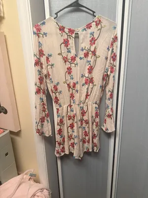 Altar'd State Floral Embroidered Bell Sleeve Romper Size M thumbnail 3