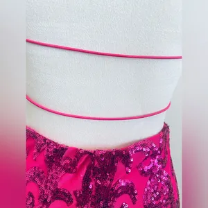 B Darlin Pink sequined Bodycon Dress with Spaghetti Straps for Prom thumbnail 4
