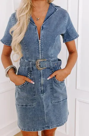 Impressions Denim Buckle Dress thumbnail 1