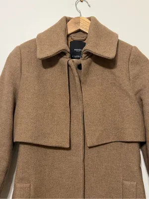 MANGO Double Layer Wool Blend Coat Size XS Brown Tan thumbnail 5