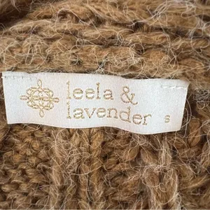Leela & Lavender Oversized Tan Boyfriend Grandpa Cable Knit Cardigan Sweater L thumbnail 5