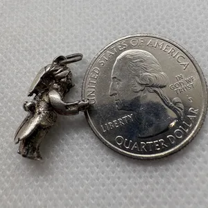 Vintage Sterling Silver 925 Gnome Dwarf Fantasy Charm Pendant thumbnail 6