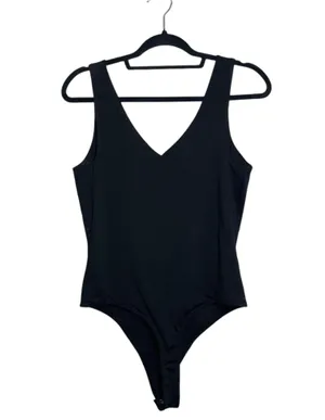 Maurices Edgely NWT Solid Black Double V Sleeveless Thong Bodysuit thumbnail 7