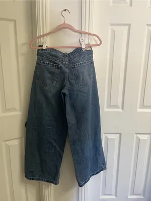 Hollister Wide-Leg Blue Denim Jeans with Star Accent thumbnail 6