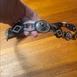 Black Leather Belt with Silver Buckle thumbnail 3