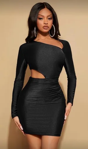 SHEIN Black One Shoulder Dress thumbnail 1
