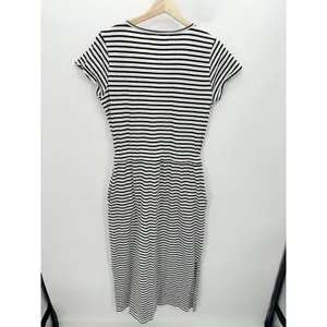 Workshop Republic Clothing‎ Black White Striped Organic Cotton Midi Dress Medium thumbnail 2