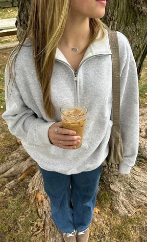 Missy Quarter Zip Sweatshirt Grey thumbnail 1