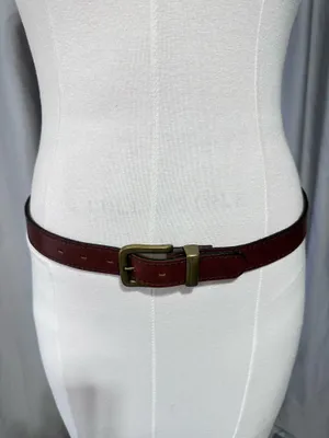 Harness Cowhide Vintage Leather Belt Womens Size 34 Brass Buckle Western Cowgirl thumbnail 2