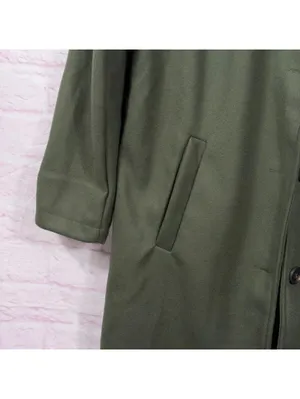 Women’s Olive Green Long Fleece Coat Jacket Size Large Button Front thumbnail 5
