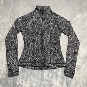 Lululemon Lightly Jacket Womens 6 Black Grey Running Full Zip Thumbholes Workout thumbnail 1