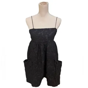 Line & Dot Delilah Mini Dress Black Jacquard Satin Tie XS NWT thumbnail 4