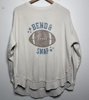 Ivy + Cloth‎ Womens 100% Cotton Sweatshirt L Cream Bend & Snap Football Graphic thumbnail 1