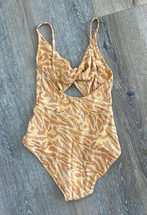 Aerie orange cut out swim suit thumbnail 2