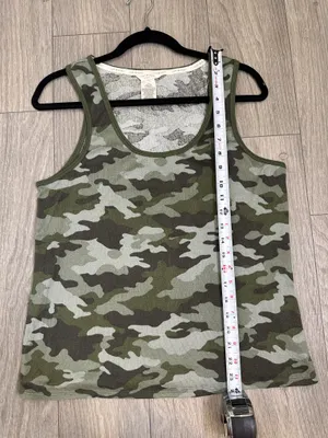 Lucky Brand Green Camouflage Sleeveless Tank L Scoop Neck Summer Top thumbnail 6