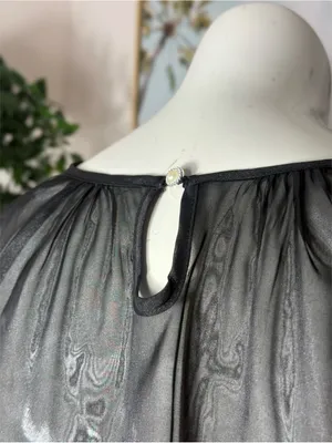 Shein Black Sheer Mesh Faux Fur Cuff Long Sleeve Blouse Keyhole Back Size XL 12 thumbnail 7