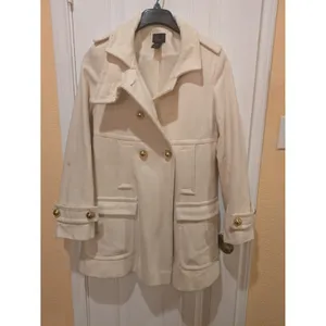 Womens ~Via~ Ivory Wool Peacoat Lined Long Sleeve Jacket Size M thumbnail 7