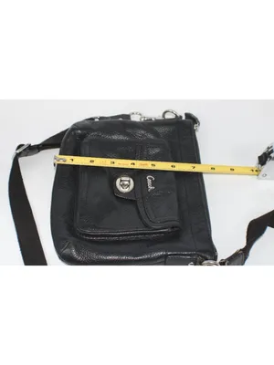 Coach Penelope Black Pebbled Leather Turnlock Crossbody Bag – Classic Flap Style thumbnail 10