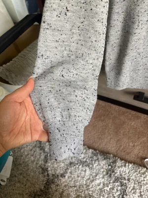 LOFT XS Gray Black Speckled Knit Raglan Sweater thumbnail 5