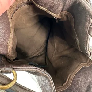 Stone Mountain Dark‎ Chocolate Brown Pebbled Leather Brass Grommet Bucket Bag thumbnail 8