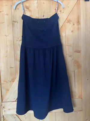 Anthropologie Allihop Navy Strapless Tie Front Babydoll Mini Dress‎ M thumbnail 2