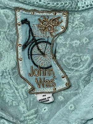 Johnny Was Women’s Size M Light Marine Blue Embroidered Drawstring Bomber Jacket thumbnail 9
