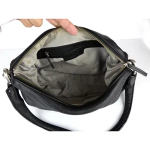 Calvin Klein Black Pebbled Leather Shoulder Bag Hobo Purse Slouchy Zip Y2K thumbnail 11