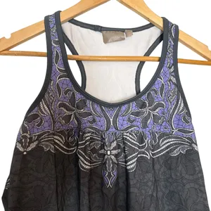 Athleta Black Periwinkle Floral Print Sleeveless Scoop Neck Racerback Tank Top S thumbnail 2