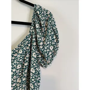 As You Wish XL Teal Floral Wide Leg Jumpsuit Puff Sleeve Boho Romper‎ thumbnail 7