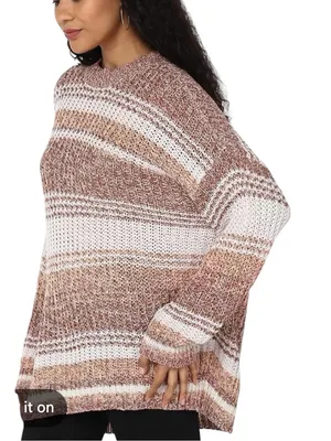 American Eagle Size Small Pink and Maroon Bohemian Style Sweater thumbnail 1
