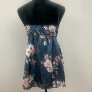 Women's S Dark Floral Nightgown‎ Top Black Lace Trim Cami Y2K Feminine Babydoll thumbnail 2