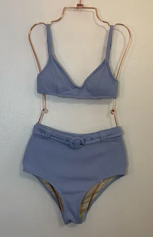 Peony Swimwear Hydrangea Belted Bikini Set Blue thumbnail 1
