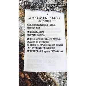 American Eagle Floral Crop Blouse Lace Trim Open Back Tie Size S thumbnail 6