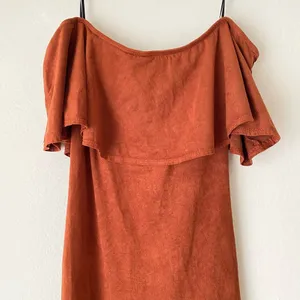 Lovely‎ Day sz S orange off shoulder faux suede tube dress thumbnail 2