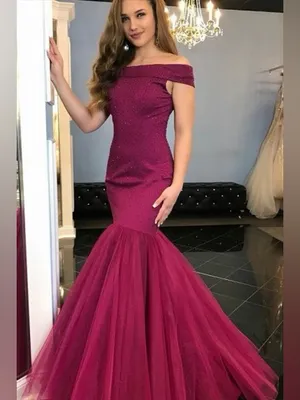Sherri Hill Off-the-Shoulder Mermaid Gown in Plum Purple thumbnail 4