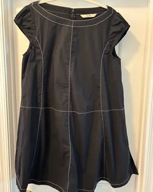 Zapelle Black Midi Dress with White Stitching Black Size M thumbnail 1