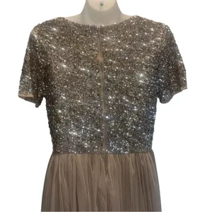 Maya Deluxe (ASOS) Women's Size 6 V-neck Maxi Tulle Dress Chic Sequin Bodice thumbnail 3