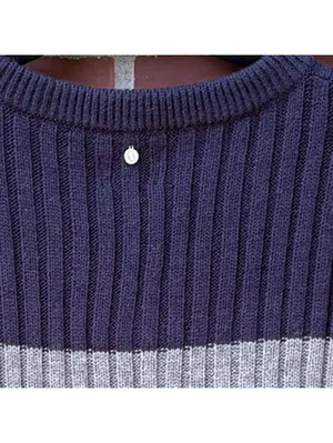 Rhythm Navy and Gray Ribbed Knit Sweater Vest thumbnail 4