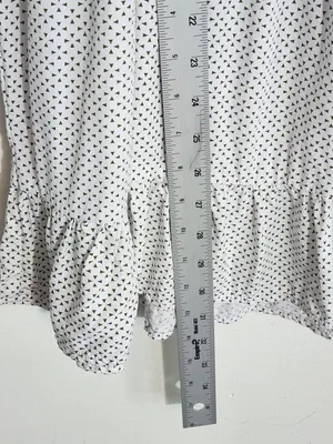 Valija White and Green Geometric Print Mini Babydoll Dress Size Small thumbnail 7
