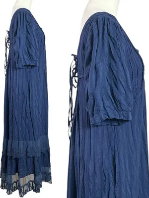 Free People Bohemian Cottage Americana Star Lace Calder Midi Dress Large thumbnail 8
