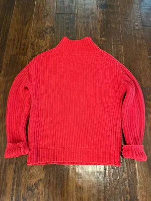 GAP Red Mock Neck Chunky Knit Sweater thumbnail 3