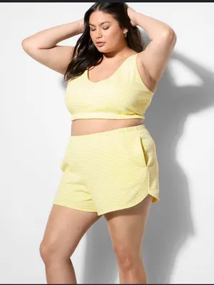 NWT!! Wild Fable Terry Cloth Striped Cropped Bra Top and Short Set thumbnail 2