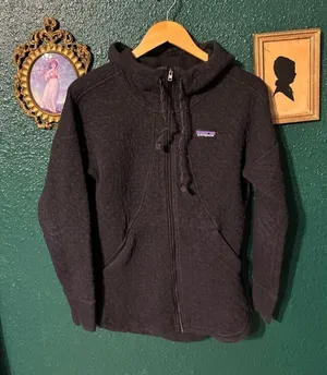 Patagonia Black Quilted Full Zip Hoodie Sz Small thumbnail 1