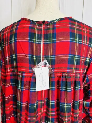 Mudpie Womens Red Plaid Peplum Flounce NWT Top Size Large Keyhole Back Neck thumbnail 6