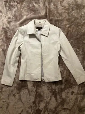 Juliano Gelin Leather Jacket Women’s Size M White Full-Zip With Front Pockets thumbnail 5